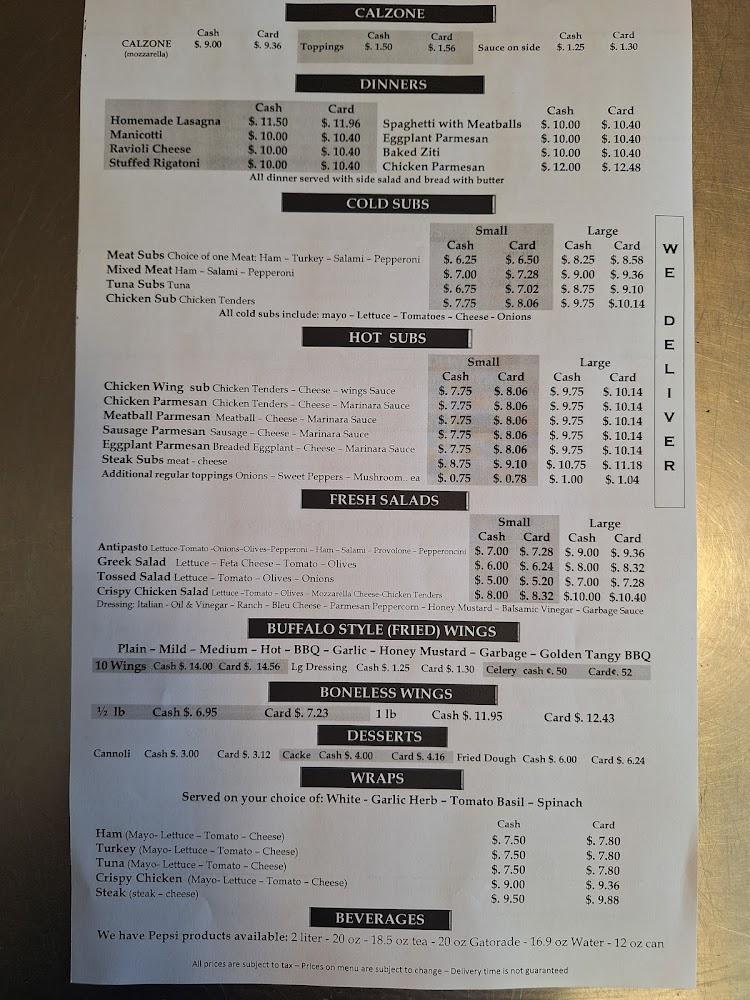 Giovanni's The Big Cheese Menu image 1